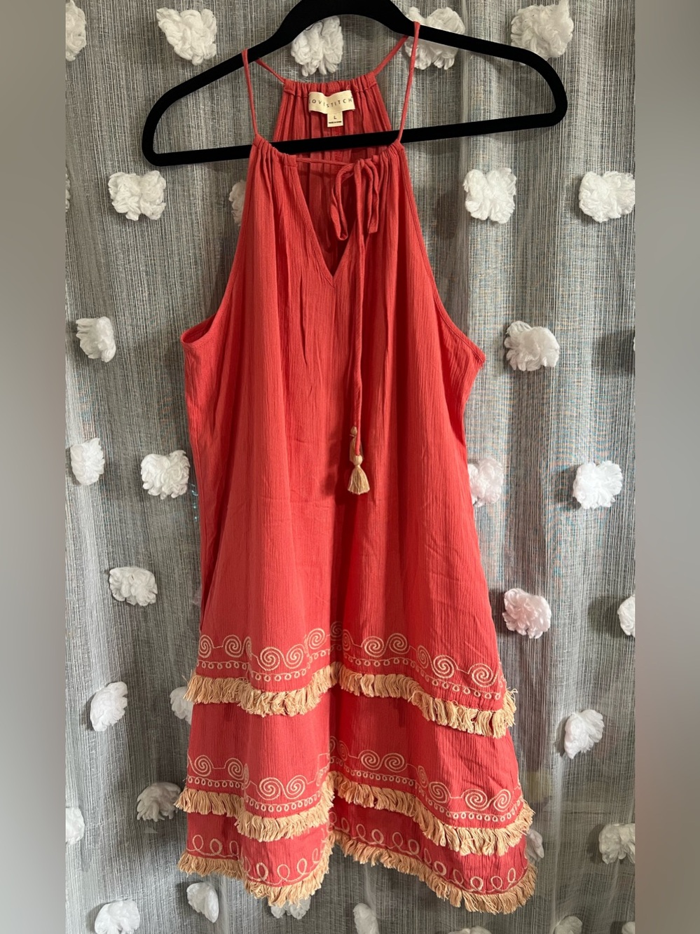 lovestitch Coral Tie-Front Sundress